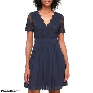 Lulu's Navy Lace Fit-and-Flare Dress